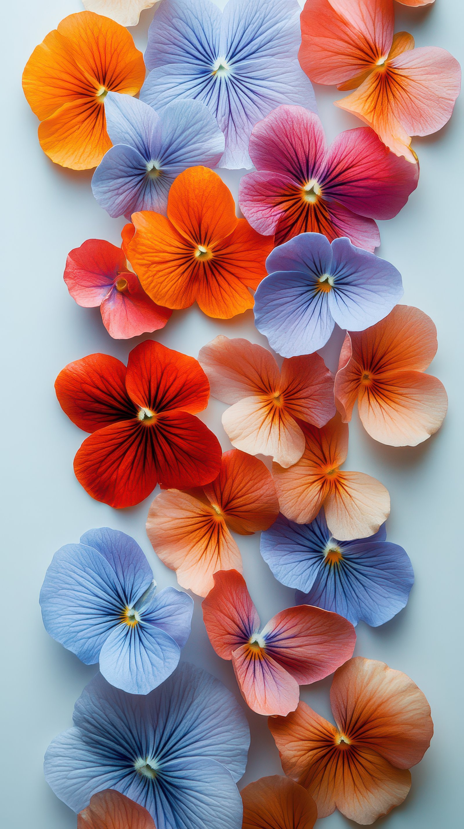 Colorful floral arrangement featuring various hues of petals beautifully displayed on a light background